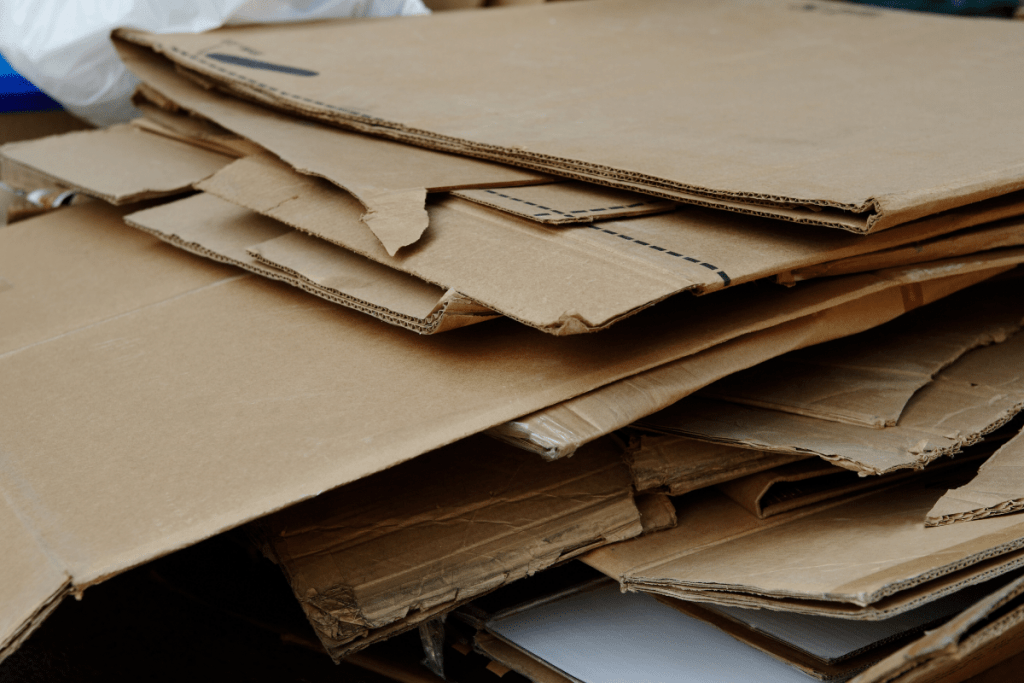 stack of recyclable cardboard piled up