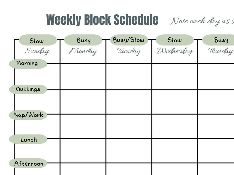 weekly block schedule template