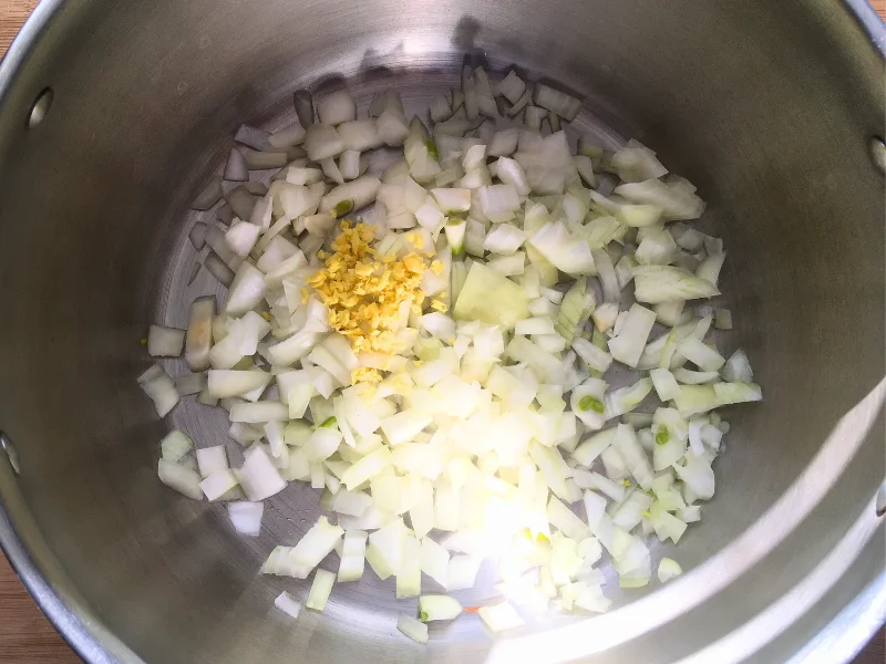 pot of diced onions and ginger