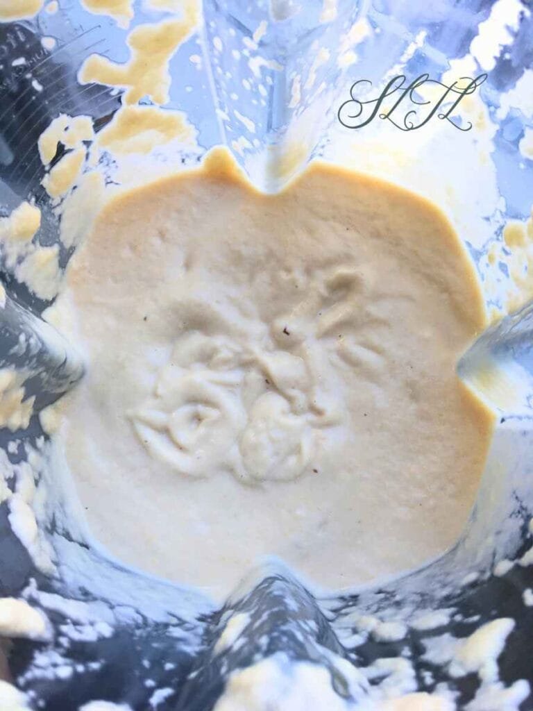 vegan pear cream topping all creamy smooth blended in a blender