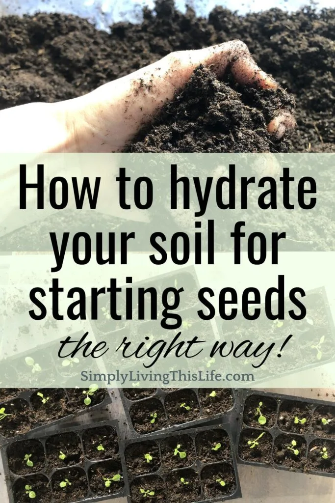 text overlaying an image of soil being squeezed and another of freshly transplanted little seedlings in trays of 6